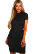 Sexy Black Women’s Party Mini Lace Peplum Dress